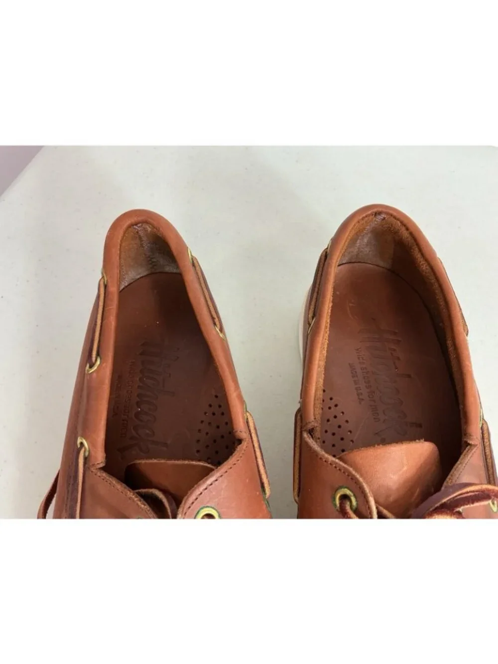 Hitchcock Leather Boat Shoes Made USA Mens 9.5